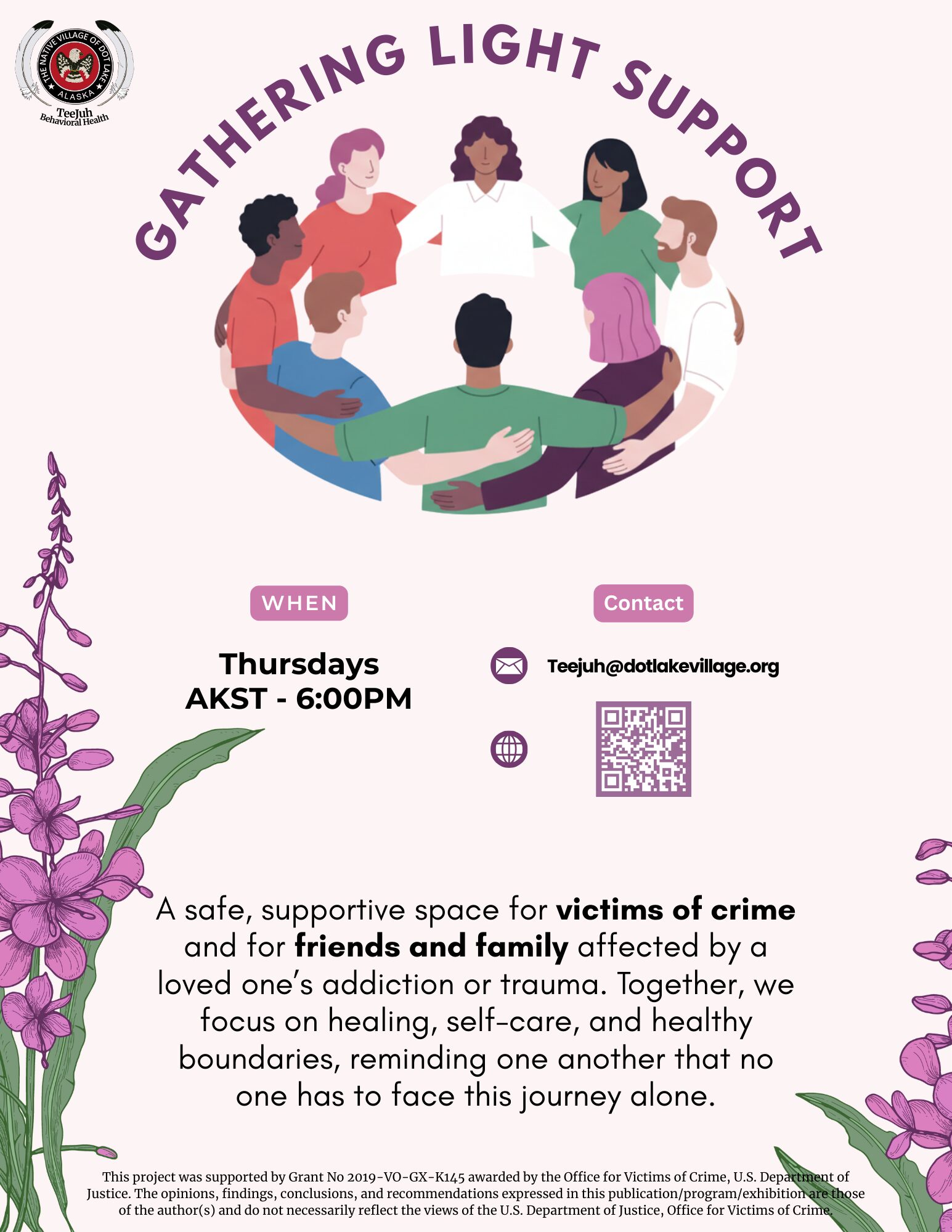 Gathering Light poster with details of the meetings