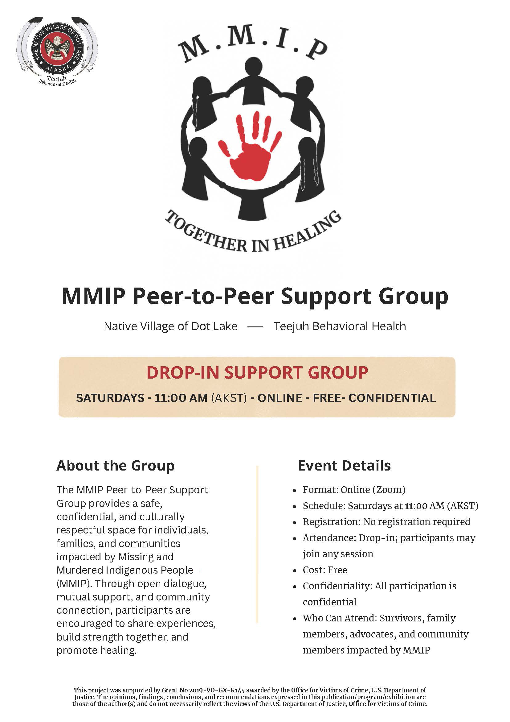 Flyer with details of the MMIP Peer-to-Peer Support Group